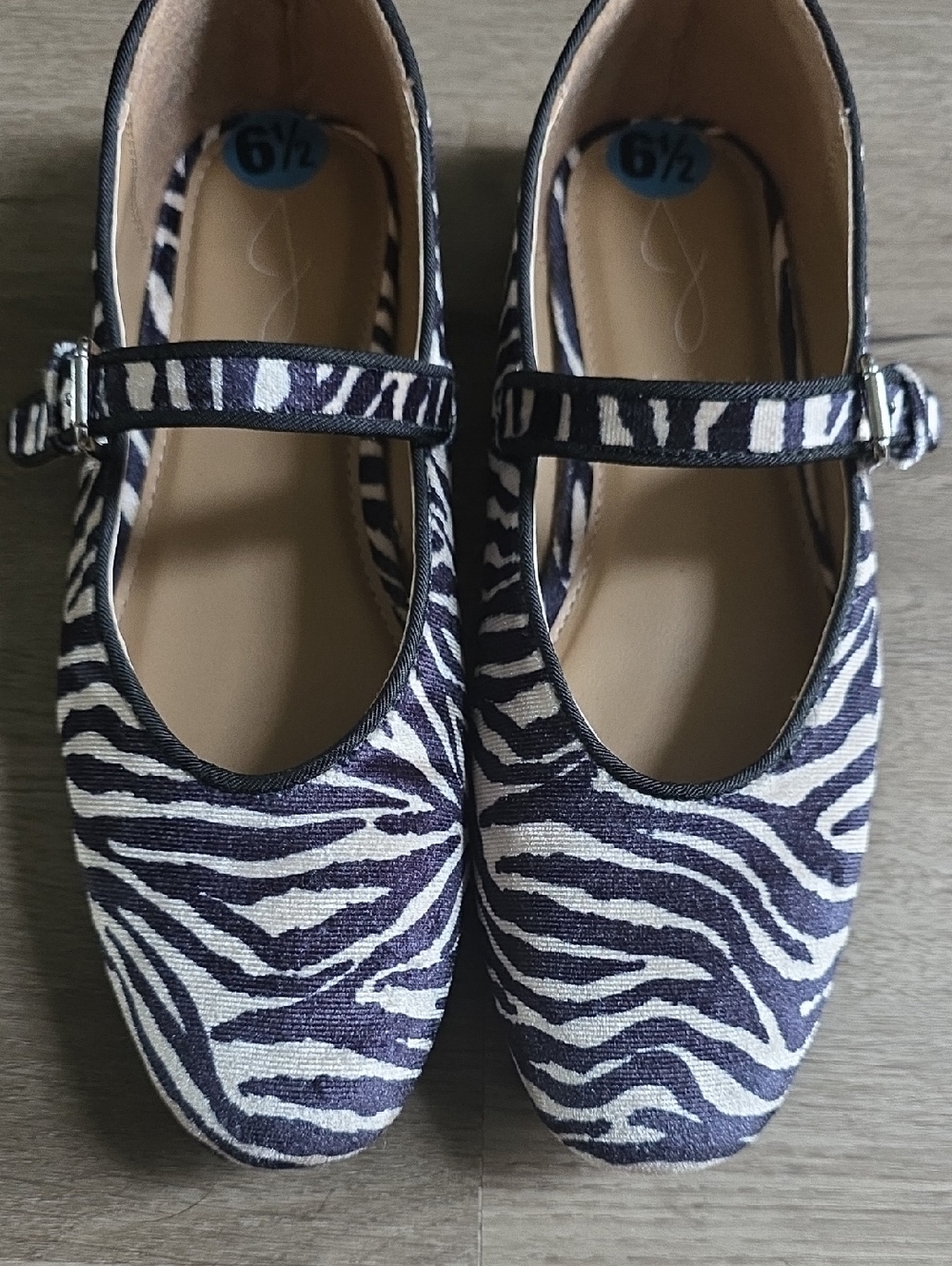 Zebra Print Mary Jane Flats
